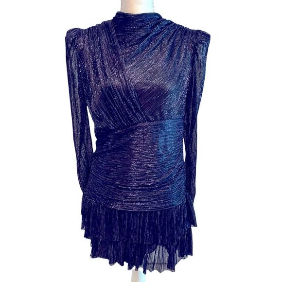 Sabina Musayev Metallic Blue Brenda Mini Dress Size Large - Picture 5 of 10